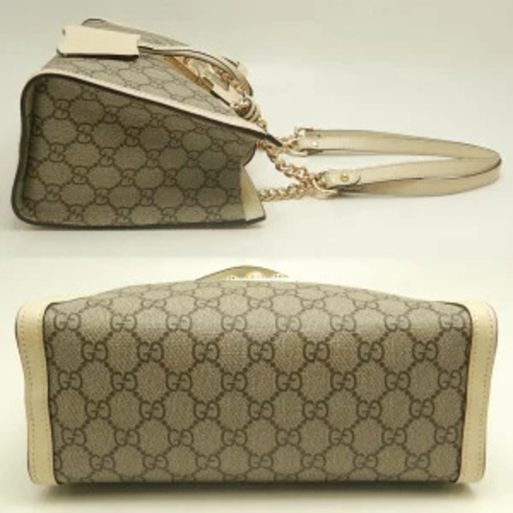 GUCCI Cruise Padlock Tote Bag GG Supreme Leather Beige Ivory White - Picture 4 of 9